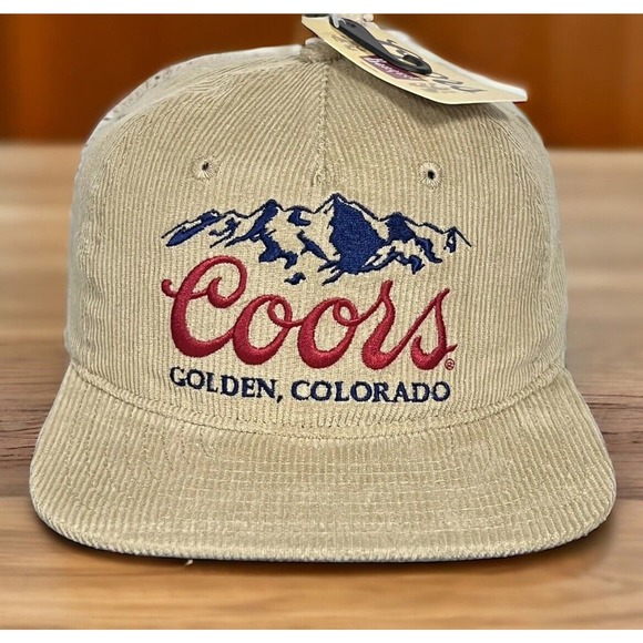 Coors Beer Khaki Corduroy Snapback Golden Colorado Banquet Trucker Hat Cap New - Picture 9 of 15